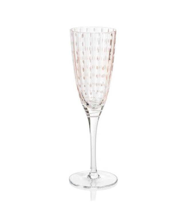 Portofino White Dot Champagne Flute - Pink