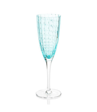 Portofino White Dot Champagne Flute - Aqua Blue