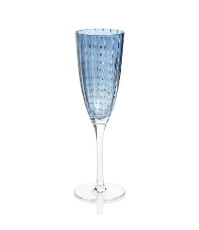 Portofino White Dot Champagne Flute - Navy Blue