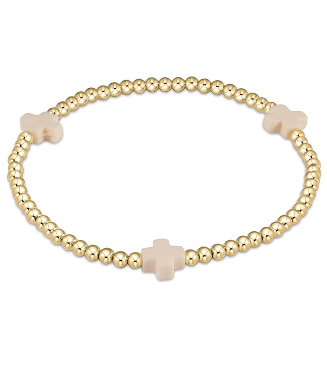 ENEWTON Signature Cross Gold Pattern 3mm Bead Bracelet