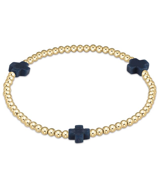 ENEWTON Signature Cross Gold Pattern 3mm Bead Bracelet