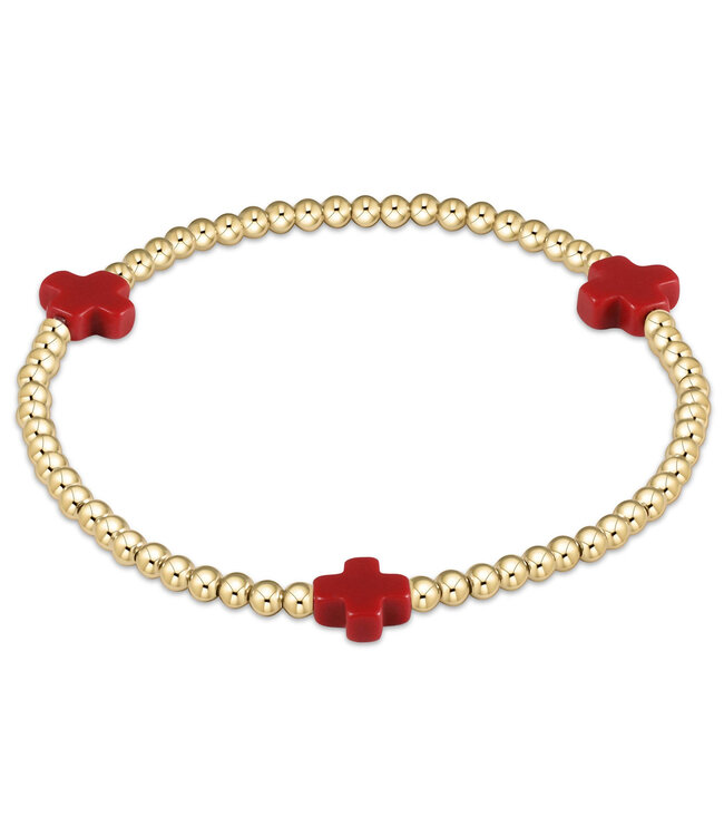 ENEWTON Signature Cross Gold Pattern 3mm Bead Bracelet