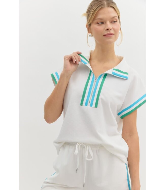 Alma Half -Zip Pullover Muscle Tee Top