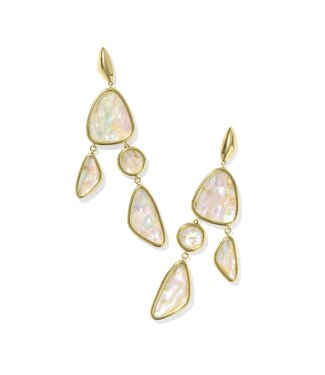 KENDRA SCOTT Margot Statement Earrings Vintage Gold Iridescent Abalone