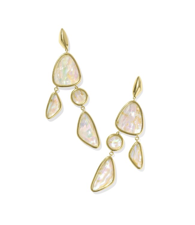 KENDRA SCOTT Margot Statement Earrings Vintage Gold Iridescent Abalone