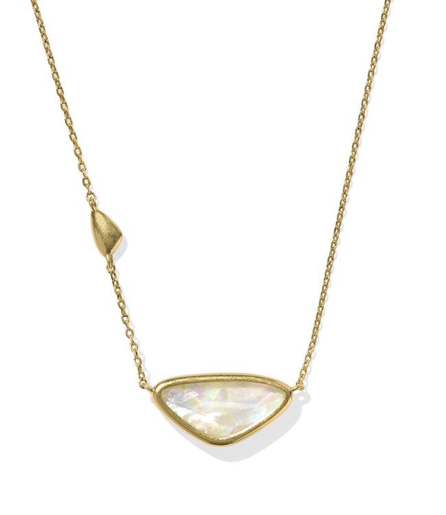 KENDRA SCOTT Margot Short Pendant Necklace Vintage Gold Iridescent Abalone