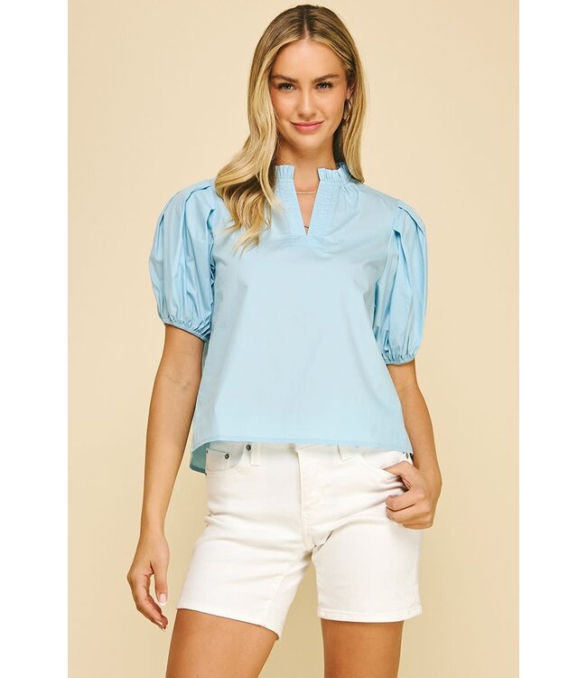 Ivy Short Sleeve V-Neck Woven Top