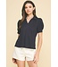 Hannah Solid Basic Collar Blouse Top