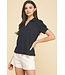 Hannah Solid Basic Collar Blouse Top
