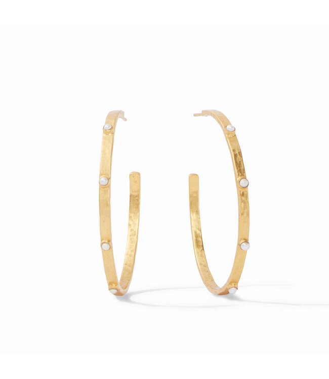 JULIE VOS Crescent Stone Hoop Gold