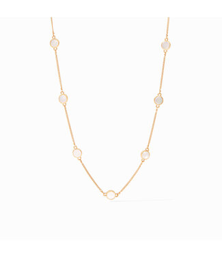 JULIE VOS Valencia Delicate Station Necklace Gold Mother Pearl