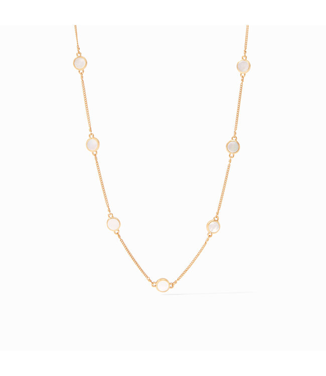 JULIE VOS Valencia Delicate Station Necklace Gold Mother Pearl