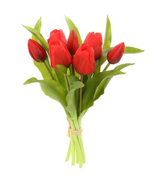 11.75" Real Touch Tulip Bouquet Red
