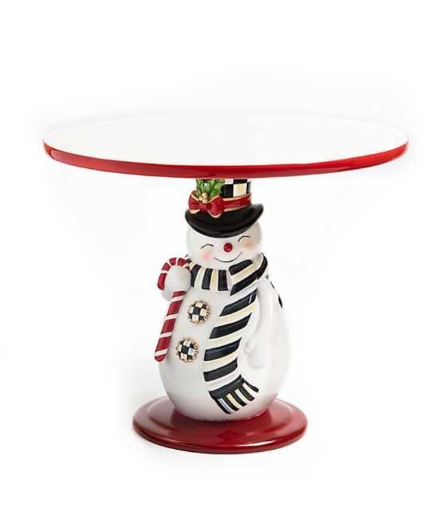 MACKENZIE CHILDS Nostalgia Snowman Pedestal Platter