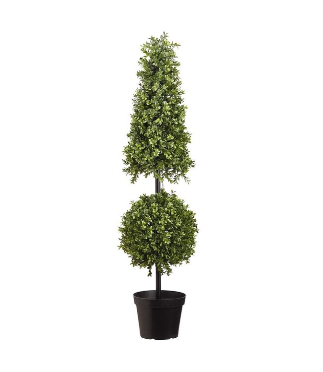 42" Battery Operated UV Protected Boxwood Cone Topiary 50 Led Lights in Pot G