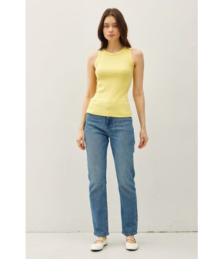 Maddison Basic Cotton Garment Dyed Round Neck Tank Top