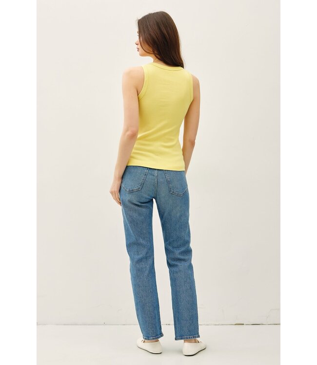 Maddison Basic Cotton Garment Dyed Round Neck Tank Top