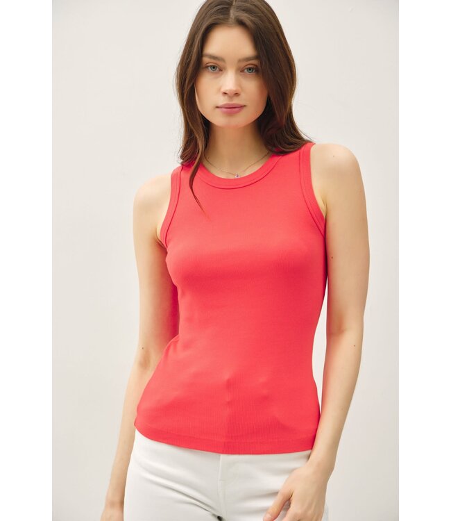 Maddison Basic Cotton Garment Dyed Round Neck Tank Top