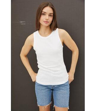 Cara Basic Solid Cotton Crew Neck Tank