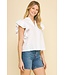 Aliana Solid Ruffled Sleeve V-Neck Blouse Top