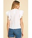 Aliana Solid Ruffled Sleeve V-Neck Blouse Top