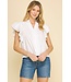 Aliana Solid Ruffled Sleeve V-Neck Blouse Top