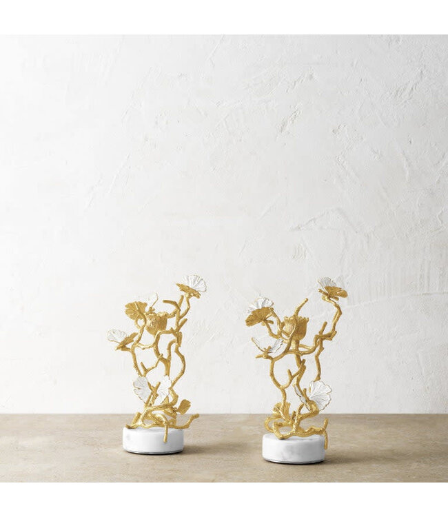 MICHAEL ARAM Butterfly Ginkgo Gold Candleholders S/2