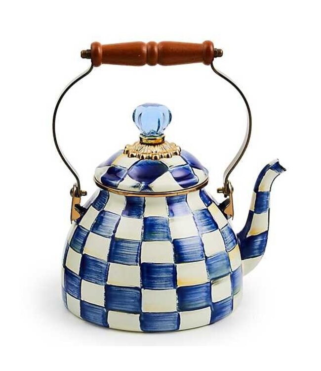 MACKENZIE CHILDS Royal Check Enamel Tea Kettle - 2 Quart