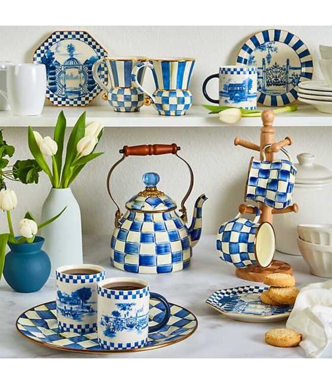 MACKENZIE CHILDS Royal Check Enamel Tea Kettle - 2 Quart