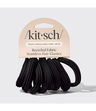 KITSCH Recycled Seamless Hair Elastics 8pc Set- Black