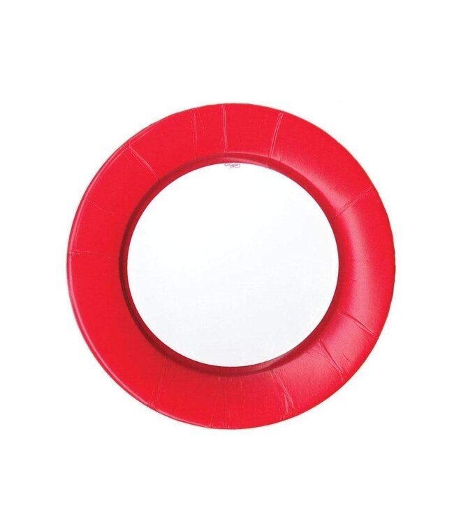 Linen Border Paper Salad & Dessert Plates Red