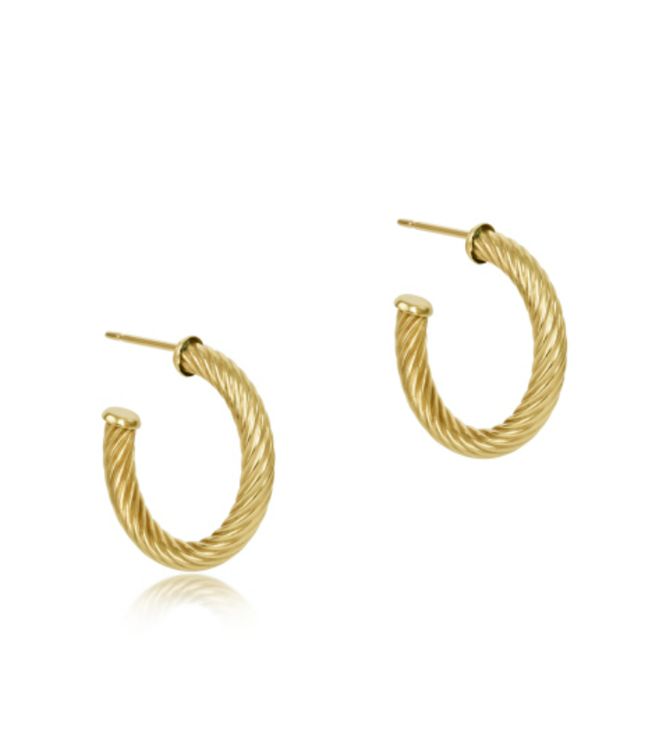 ENEWTON Round Gold  1.125" Post Hoop - 4MM Textured Twist Earing
