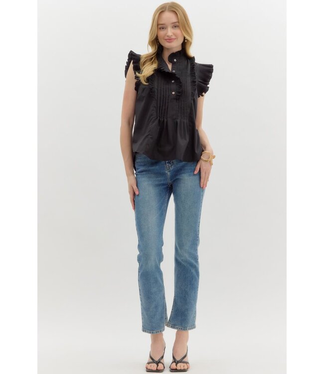 Madelyn Solid Pleated Sleeveless Pullover Top