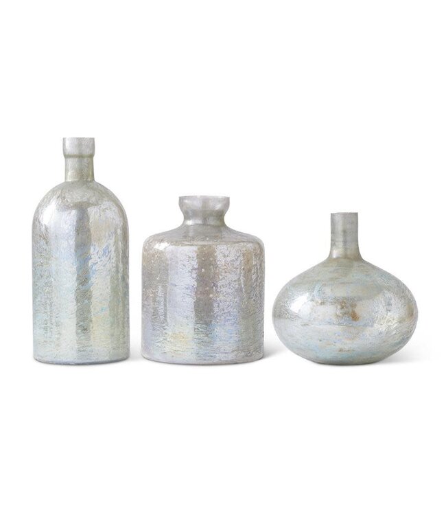 Antique Matte Glass Bottle Vases  Light Green