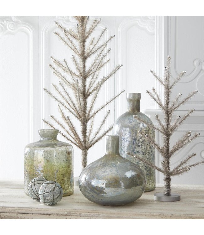 Antique Matte Glass Bottle Vases  Light Green