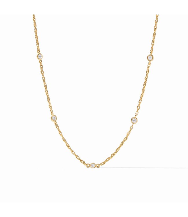 JULIE VOS Celeste Delicate Station Necklace Gold - Cubic Zirconia