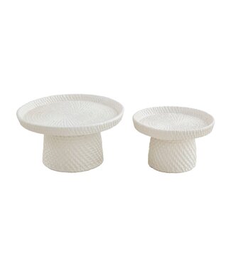 Woven Stoneware Pedestal Servers