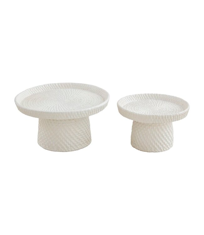 Woven Stoneware Pedestal Servers
