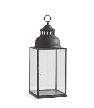 25.5" Inch Square Black Metal and Glass Dome Top Lantern