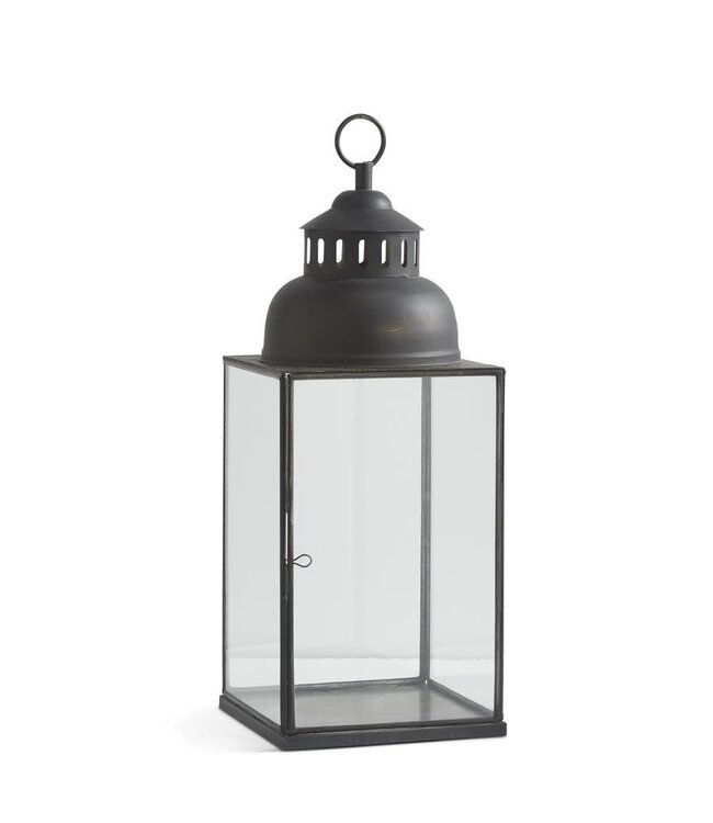 25.5" Inch Square Black Metal and Glass Dome Top Lantern