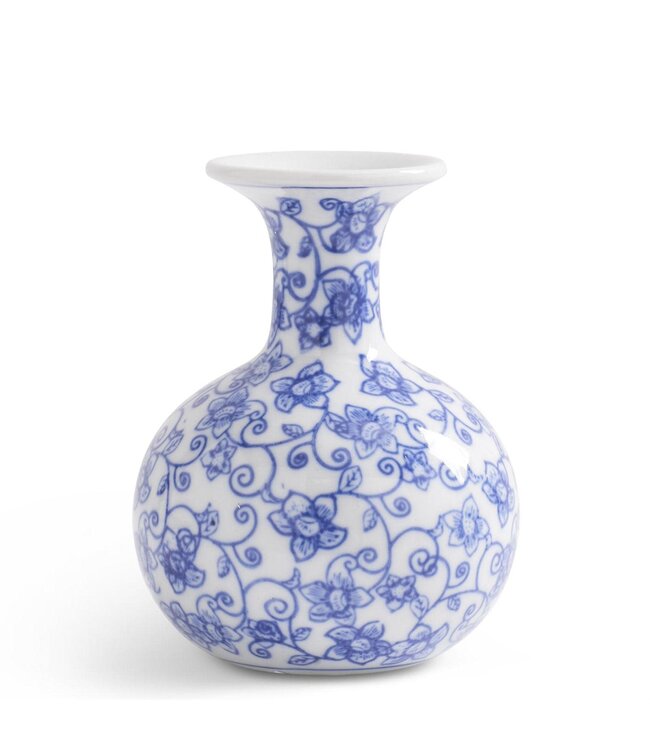Blue/White Porcelain Chinoiserie Bud Vase