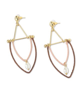 Peach Brown Wrapped Earrings