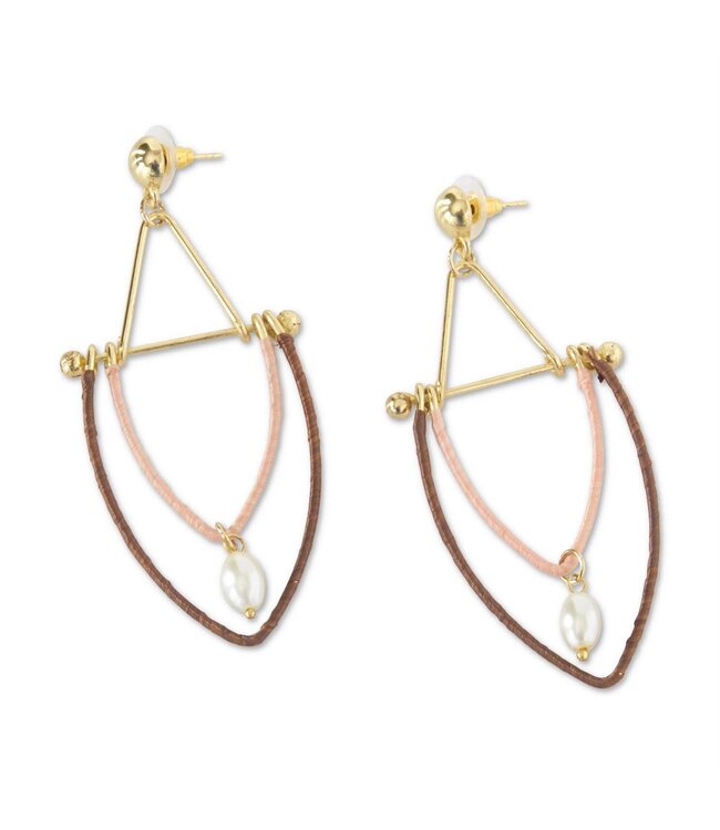 Peach Brown Wrapped Earrings