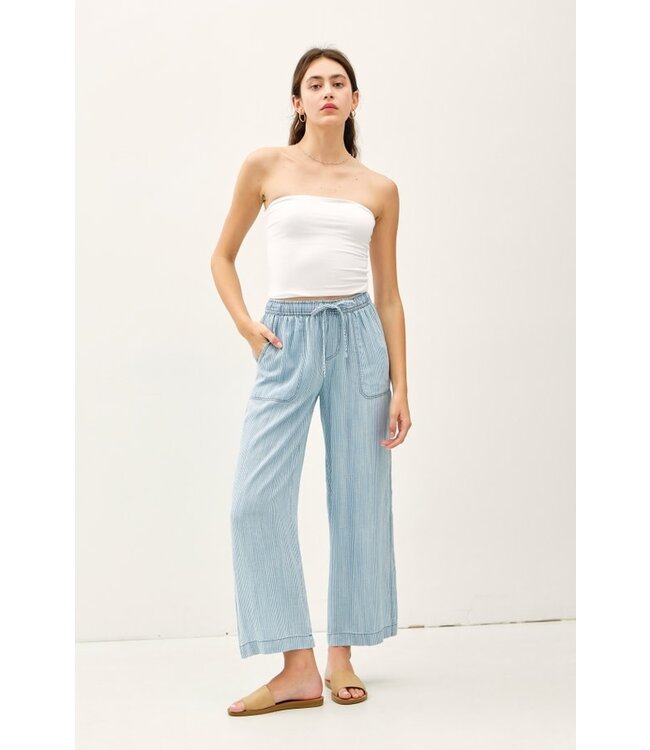 Grace Striped Wide Leg Tencel Pant