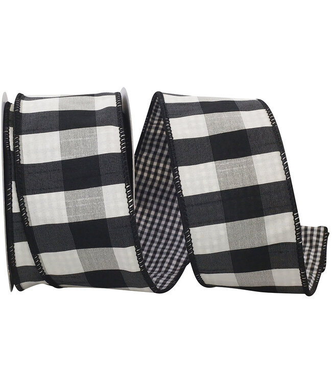 Check 2-Sided Dupioni Deluxe Wired Edge Black