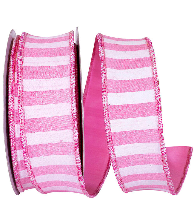 1-1/2 Inch Cabana Stripe Horizontal Dupioni Lux Wired Edge