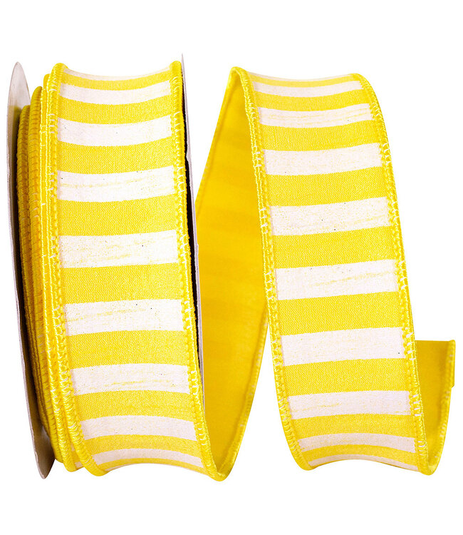 1-1/2 Inch Cabana Stripe Horizontal Dupioni Lux Wired Edge