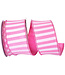 2-1/2 Inch Cabana Stripe Horizontal Dupioni Lux Wired Edge Pink
