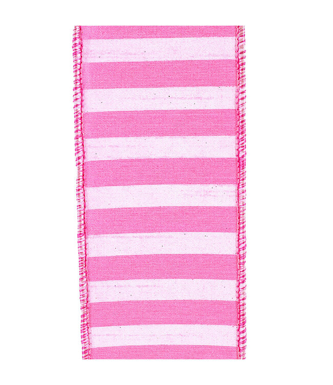 2-1/2 Inch Cabana Stripe Horizontal Dupioni Lux Wired Edge Pink