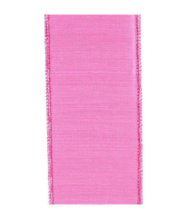 2-1/2 Inch Cabana Stripe Horizontal Dupioni Lux Wired Edge Pink